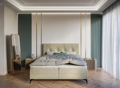 Bett Luxus Schlafzimmer Polstermöbel Design Doppelbett Stoff Boxspringbett